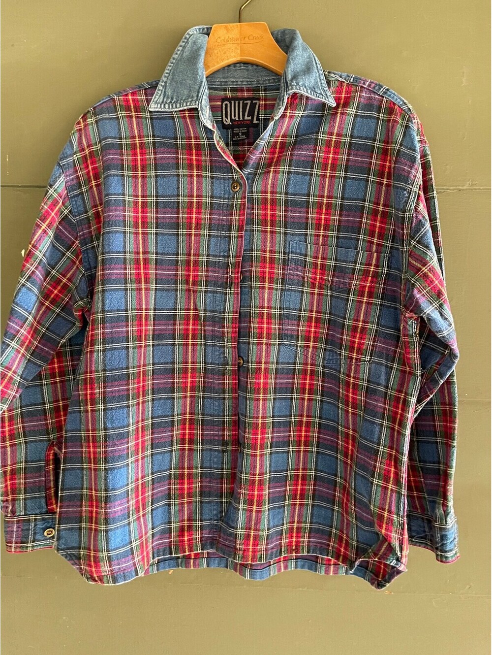 Vintage 80s plaid shirt collegiate academia preppy small